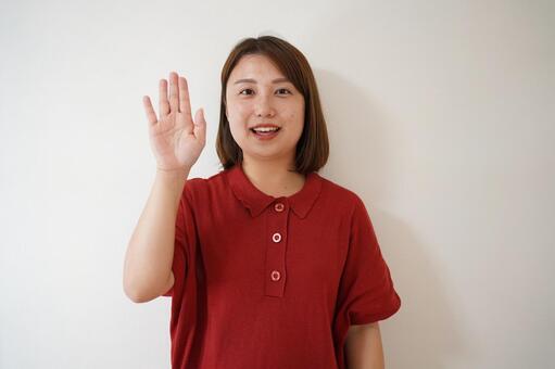 手話-手・挙手 手話,jsl,日本手話の写真素材