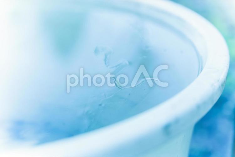 たらいに張った氷 氷,こおり,たらいの写真素材