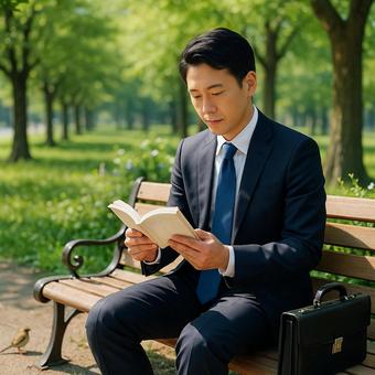 公園で知識を深めるの写真