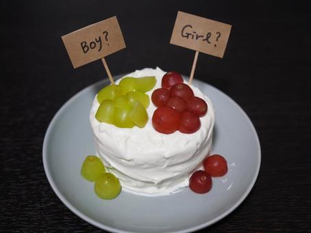 ジェンダーリビールケーキ ジェンダーリビールケーキ,男の子,女の子の写真素材