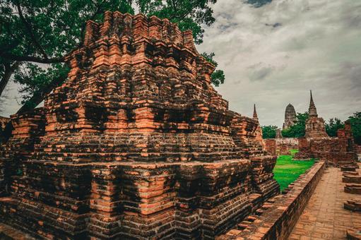 アユタヤ遺跡群（タイ） レンガ,遺跡,古代建築の写真素材
