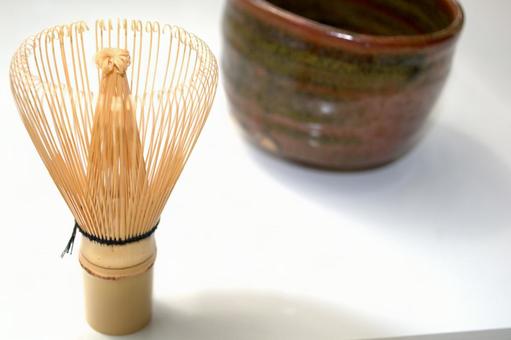 茶道具 茶筅と抹茶椀 茶道具 茶筅と抹茶椀の写真