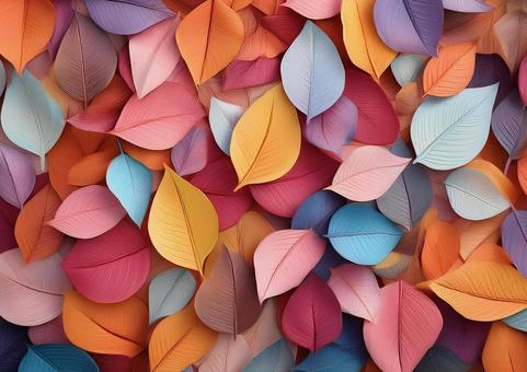 カラフル落ち葉 カラフル落ち葉の写真