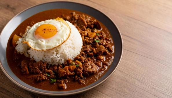 カレーライスと目玉焼きのランチプレート カレーライスと目玉焼きのランチプレートの写真