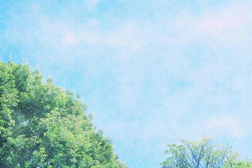空と緑の水彩画風の背景背景 空と緑の水彩画風の背景背景の写真