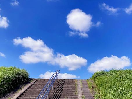 夏空 夏空 夏空,雲,白の写真素材