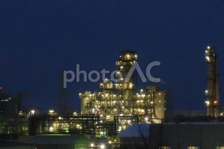 茨城県神栖市砂山土地緑地から撮影した工場夜景 工場夜景,神栖市,工場の写真素材