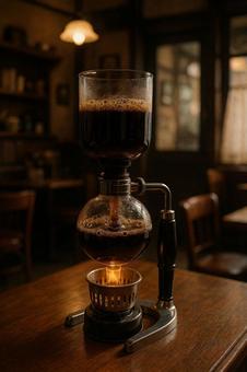 喫茶店のサイフォン式コーヒーメーカー 喫茶店のサイフォン式コーヒーメーカーの写真