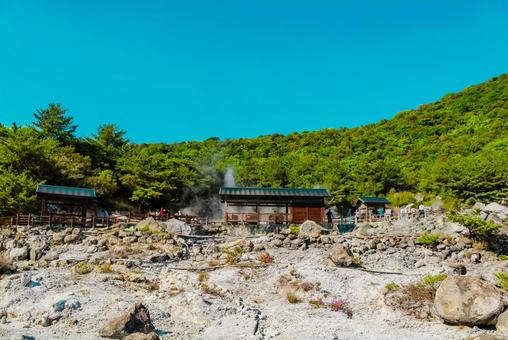 【長崎】雲仙地獄　湯けむり 長崎,雲仙,地獄の写真素材