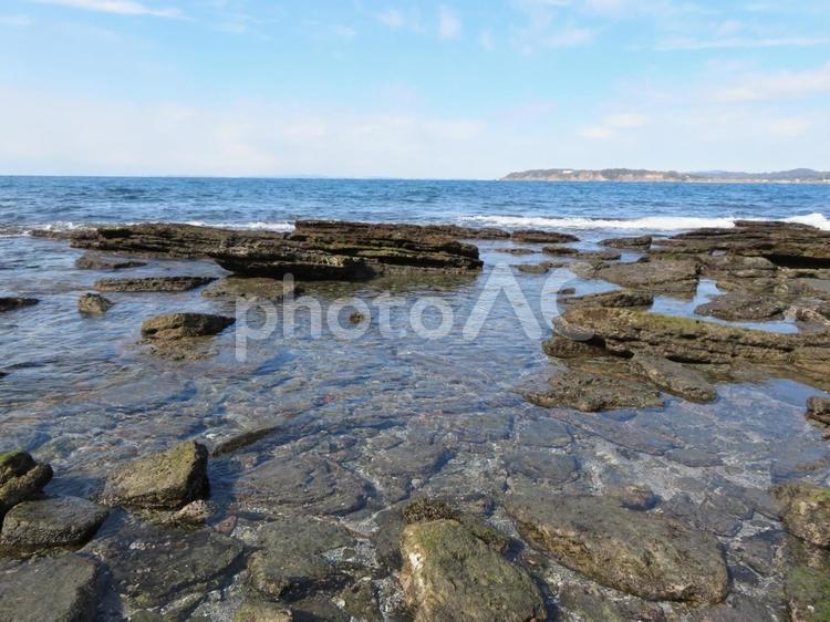 館山市沖ノ島の海岸風景 沖ノ島,海岸,岩場の写真素材