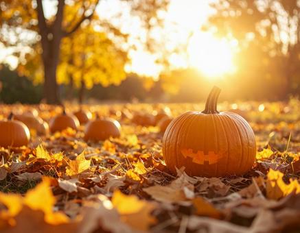 明かりが灯る笑顔のジャック・オ・ランタンの写真