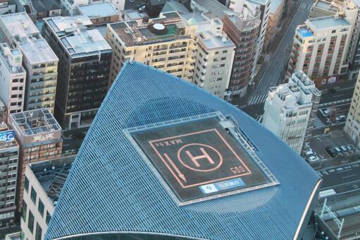 高層ビル ヘリポート,屋上,ビルの写真素材