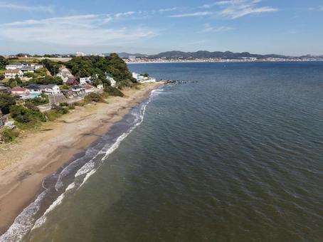 三浦・金田海岸 ドローン,空撮,金田海岸の写真素材
