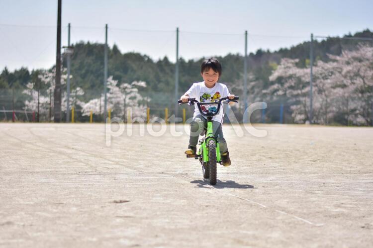 自転車に乗る元気な子供 子供,自転車,元気の写真素材