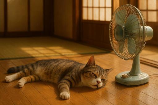 夏の暑さにバテる猫 夏の暑さにバテる猫の写真