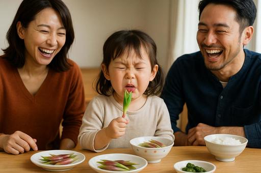 苦手なものを口にした時の変顔に家族が爆笑 苦手なものを口にした時の変顔に家族が爆笑の写真