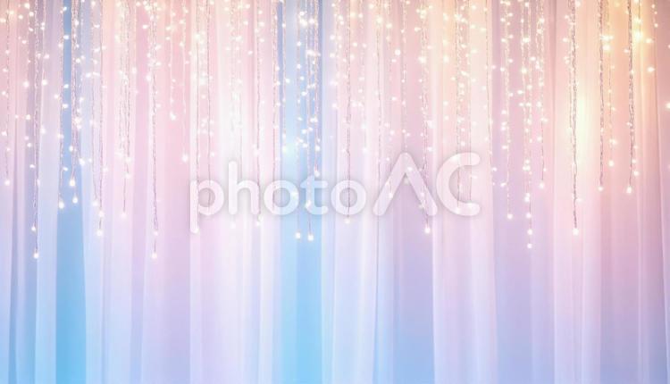フェアリーライトとパステルシアークロス 光,ライト,イルミネーションの写真素材