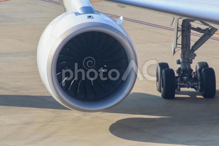 白い翼が映える昼の空 福岡空港,昼,飛行機の写真素材