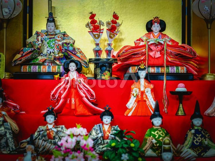 ひな壇の豪華な人形 ひな人形,ひな祭り,ひな壇の写真素材