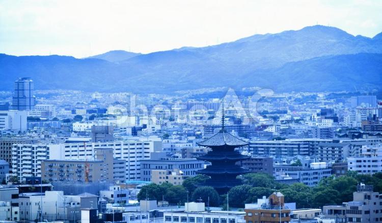 東寺、京都の街並み、上空撮影 東寺,京都,街並みの写真素材