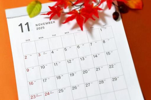 2025年11月カレンダー秋のイメージ3 2025年11月カレンダー秋のイメージ3 11月,カレンダー,11の写真素材