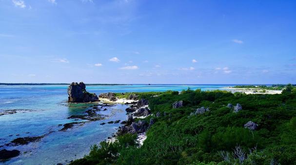 The sea, Gitara, as seen from the Gitara Observatory on Izena Island, sea guitar, observatory, gitara observatory, JPG