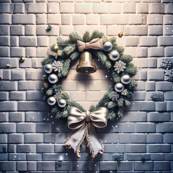 クリスマスリース(ポスター用) クリスマスリース,リース,クリスマスの写真素材