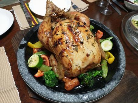 チキンの丸焼き クリスマス チキンの丸焼き クリスマス 鳥,鶏肉,チキンの写真素材
