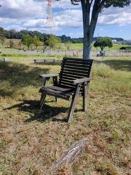 牧場の椅子 牧場,椅子,愛知の写真素材