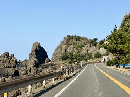 冬の越前海岸　日本海沿いをドライブ 福井県,越前海岸,越前市の写真素材