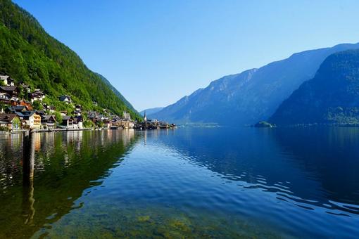 美しいハルシュタット湖の風景 美しいハルシュタット湖の風景 ハルシュタット,オーストリア,ヨーロッパの写真素材