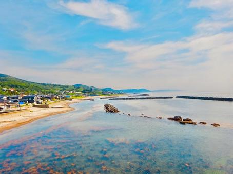 美しい寺泊の海とビーチの絶景 美しい寺泊の海とビーチの絶景 青空,空,夏の写真素材