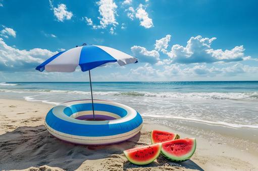 夏のビーチ風景 夏のビーチ風景の写真