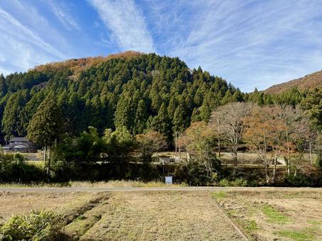 11月　秋の福井県坂井市山奥の景色 鉄塔,送電線,鉄骨の写真素材