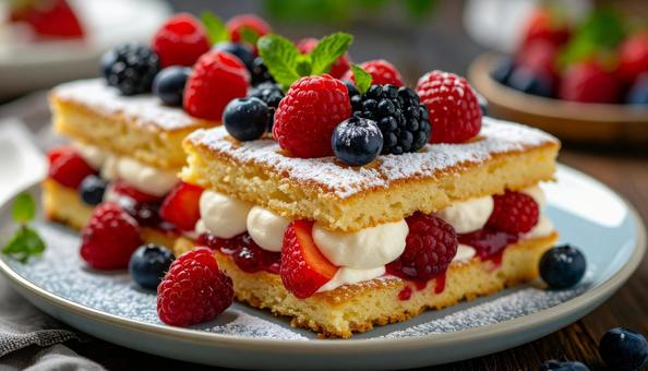 美味しそうなラズベリーのケーキ 美味しそうなラズベリーのケーキの写真