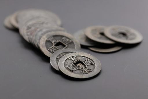 古銭の寛永通宝 江戸時代の貨幣通貨 古銭の寛永通宝 江戸時代の貨幣通貨 古銭,寛永通宝,寛永通寶の写真素材