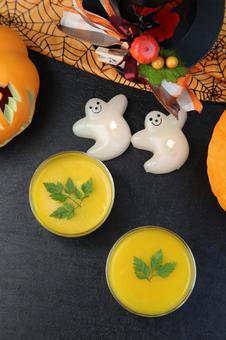 パンプキンプリン パンプキンプリン パンプキンプリン,スイーツ,ハロウィンの写真素材