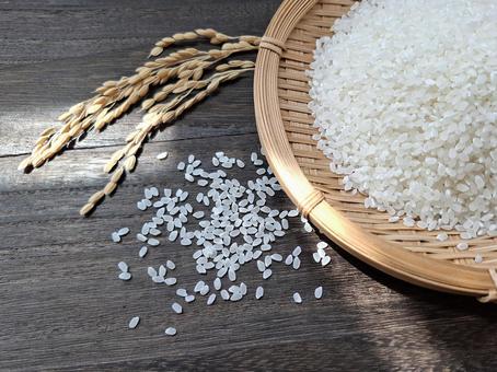 お米と稲穂_焦茶木目バック_8 お米と稲穂_焦茶木目バック_8の写真