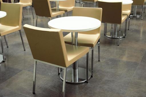 イートインスペース　2 イス,テーブル,チェアの写真素材