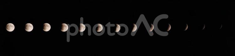 皆既月食の連続写真 月,月食,皆既月食の写真素材