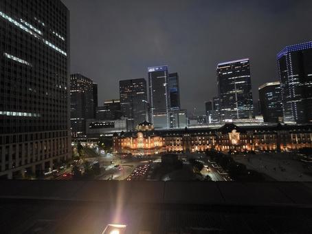 Photo, night view, station, night, 
