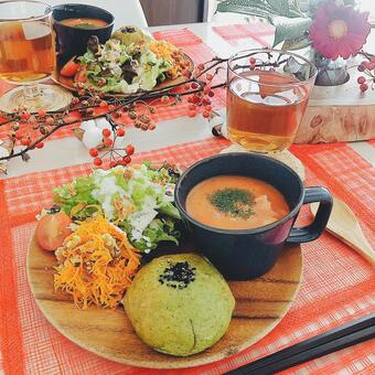 Photo, mittagessen, brot, eine platte, 