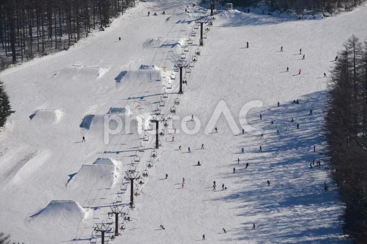 湯の丸スキー場のスノーパーク スキー場,ゲレンデ,スノーパークの写真素材