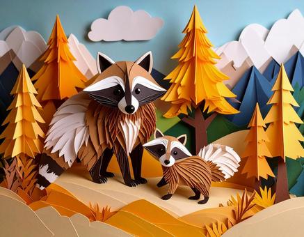 ペーパークラフト_タヌキの親子_1の写真