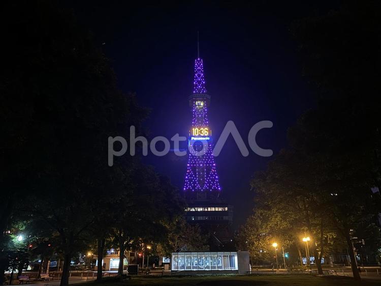 夜の大通公園　さっぽろテレビ塔 さっぽろテレビ塔,テレビ塔,タワーの写真素材