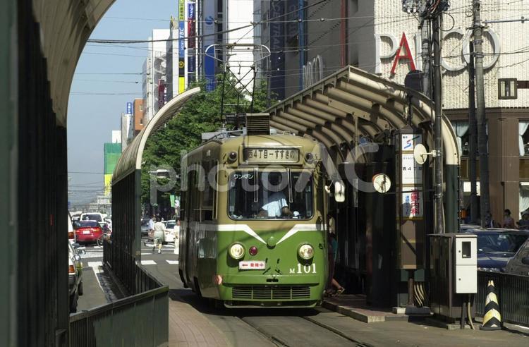 札幌の路面電車M100形M101号 電車,公共交通,札幌市電の写真素材