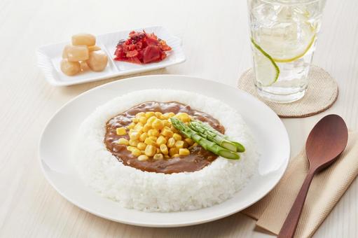 アスパラガスとコーンのカレーライス アスパラガスとコーンのカレーライス カレーライス,アスパラガス,コーンの写真素材