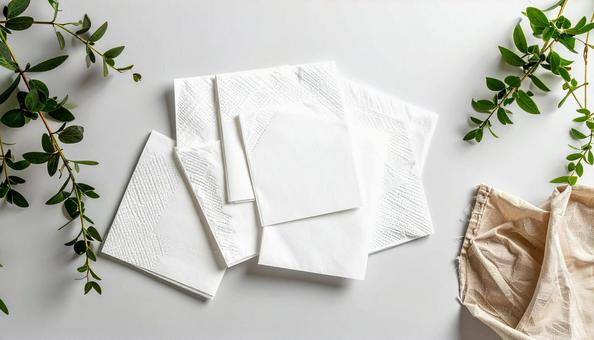 白いペーパーナフキン 白いペーパーナフキンの写真