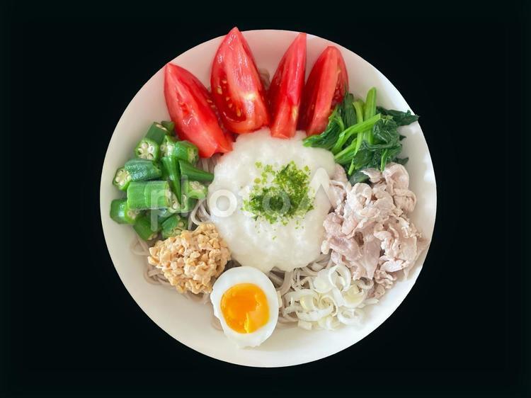 まぜそば まぜそば,とろろ,長芋の写真素材