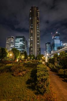 汐留　イタリア公園　夜景 イタリア公園,汐留,夜景の写真素材